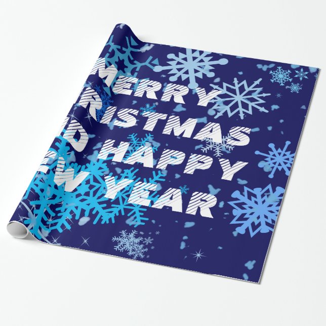 Christmas Night Snowfall Wrapping Paper (Unrolled)