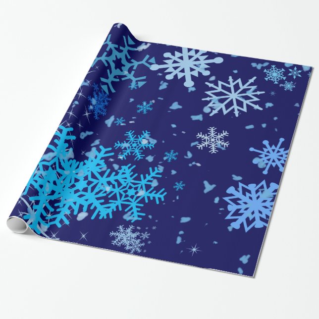 Christmas Night Snowfall Wrapping Paper (Unrolled)
