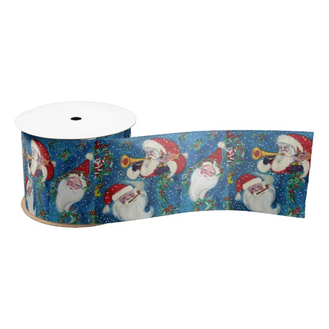 CHRISTMAS NIGHT / THREE SANTA SATIN RIBBON (Spool)