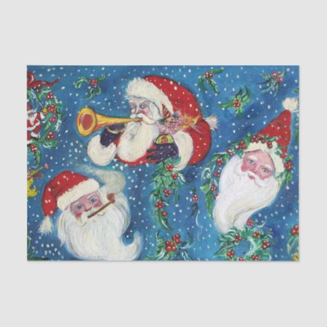 CHRISTMAS NIGHT / THREE SANTA TISSUE PAPER (Front)
