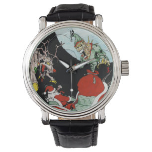 Christmas nightmare Men's Black Leather watch