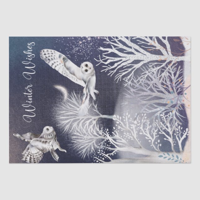 Christmas Nights Winter Owls Tissue Paper (Front)