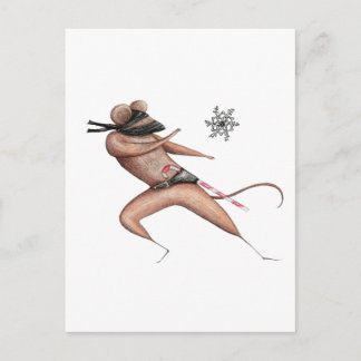 Christmas Ninja Mouse Holiday Postcard