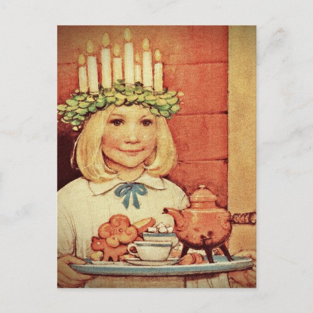 Christmas Nisse and Lucia Day Karin Holiday Postcard (Front)