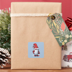 Christmas Nisse Gnome Gonk Holding A Mulled Wine Square Sticker