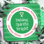 Christmas No Peeking December 25 Square Sticker<br><div class="desc">Striped pattern background. No peeking until Dec. 25. Fun stickers to add to kids gifts! green</div>