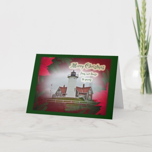 Christmas Nobska Point Lighthouse Holiday Card (Front)