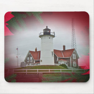 Christmas Nobska Point Lighthouse Mouse Pad