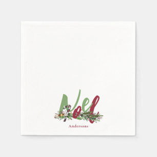 Christmas Noel Personalized Cocktail Napkin