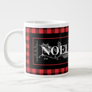 Christmas NOEL Red & Black Buffalo Plaid Custom Large Coffee Mug