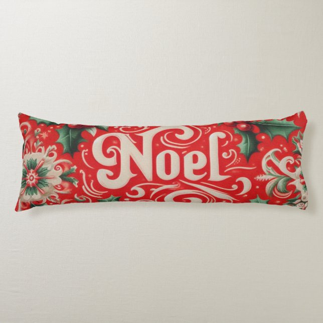 Christmas Noel Red & Green  Body Pillow (Front)