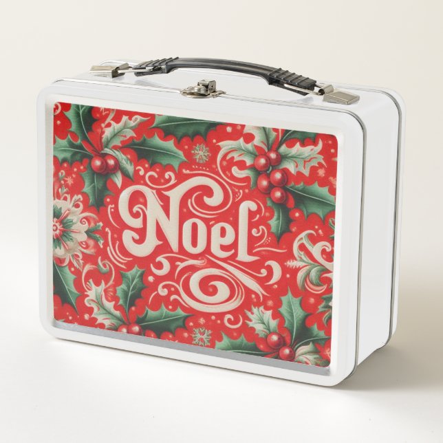 Christmas Noel Red & Green  Metal Lunch Box (Front)