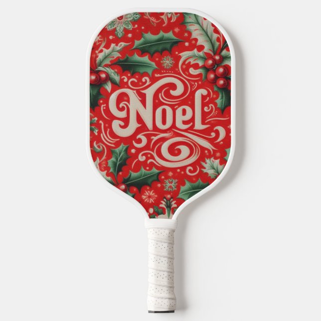 Christmas Noel Red & Green  Pickleball Paddle (Front)