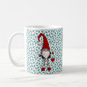 Christmas Nordic Gnome Mistletoe Pattern Coffee Mug