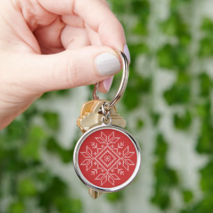 Christmas nordic snowflake embroidery craft art keychain