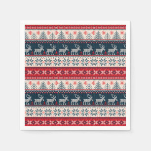 Christmas Nordic Themed Ugly Sweater Pattern Deer Napkin