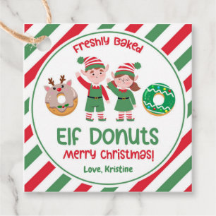 Christmas North Pole Elf Doughnuts Gift Favour Tags
