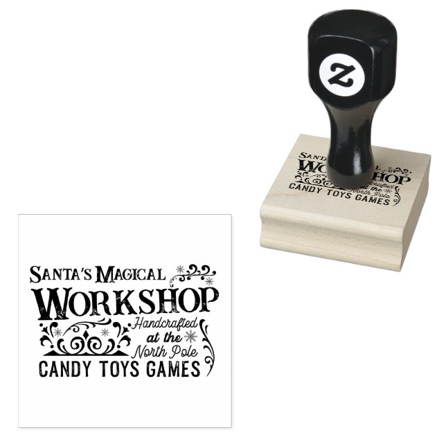Christmas North Pole Santa's workshop  Rubber Stamp (Stamped)