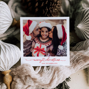 Christmas Nostalgia Red Instant Photo Look Holiday Card
