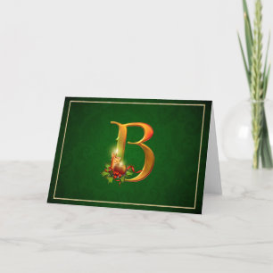 Christmas Notecard glowing lit candles initial B