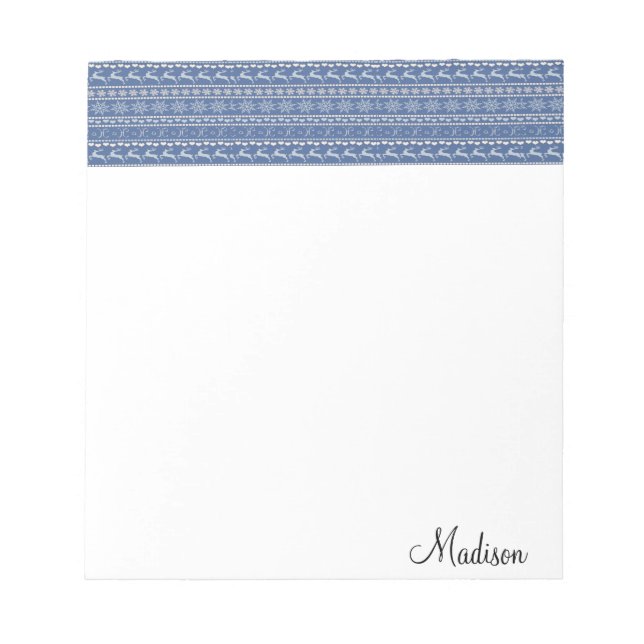 Christmas Notepad Blue Reindeer (Front)