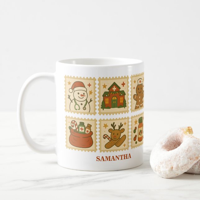 Christmas Nurse Collage | Holiday Coffee Mug (With Donut)