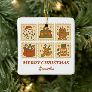 Christmas Nurse Collage Holiday Keepsake Ceramic Ornament