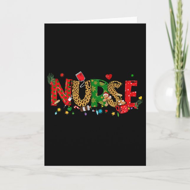 Christmas Nurse Coquette Bow Stethoscope Er Rn Icu Card (Front)