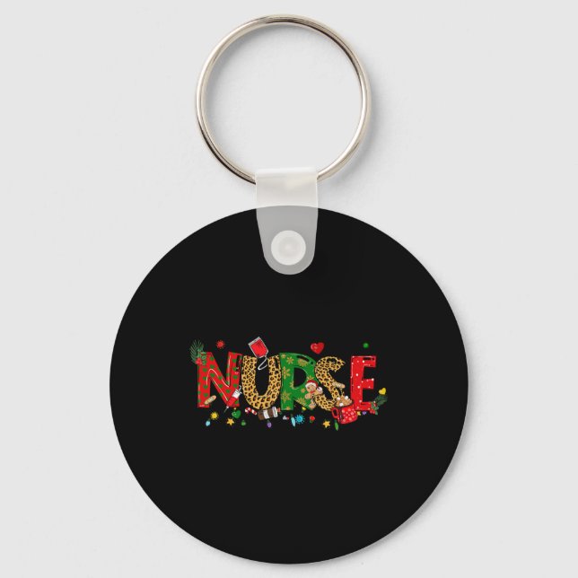 Christmas Nurse Coquette Bow Stethoscope Er Rn Icu Keychain (Front)