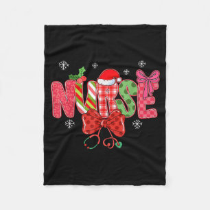 Christmas Nurse Coquette Bow Stethoscope Nursing X Fleece Blanket
