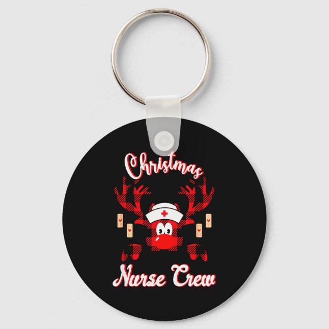 Christmas Nurse Crew - A Reindeer Nurse Buffalo Pl Keychain (Front)
