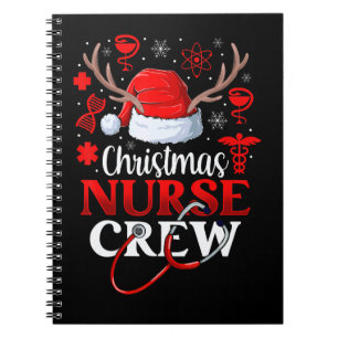 Christmas Nurse Crew Santa Hat Reindeer Nurse Notebook