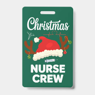 Christmas Nurse Crew Santa Hat Xmas Badge