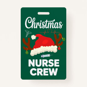 Christmas Nurse Crew Santa Hat Xmas Badge
