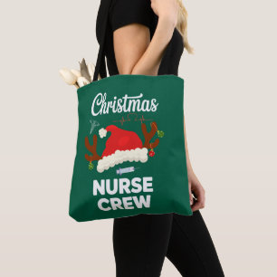 Christmas Nurse Crew Santa Hat Xmas Tote Bag