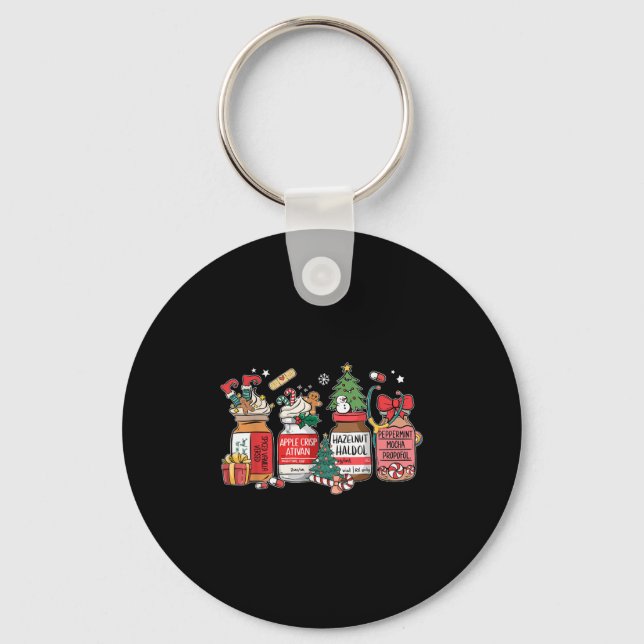 Christmas Nurse Funny Peppermint Mocha Profol Er E Keychain (Front)