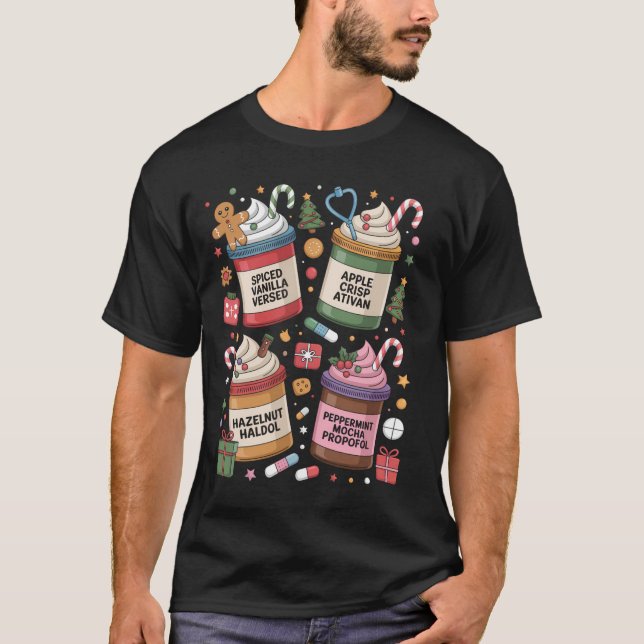 Christmas Nurse Funny Peppermint Mocha Propofol Er T-Shirt (Front)