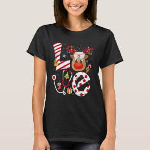 Christmas Nurse Love NICU RN ER Santa Reindeer Nur T-Shirt