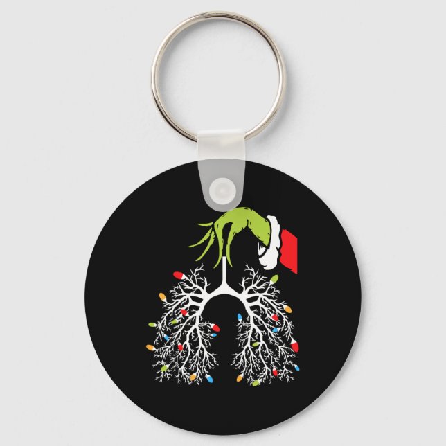 Christmas Nurse Lung Xmas Lights Funny Pulmonologi Keychain (Front)