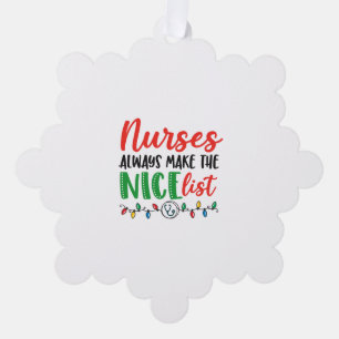 Christmas Nurse, nurses nice list Ornament Card