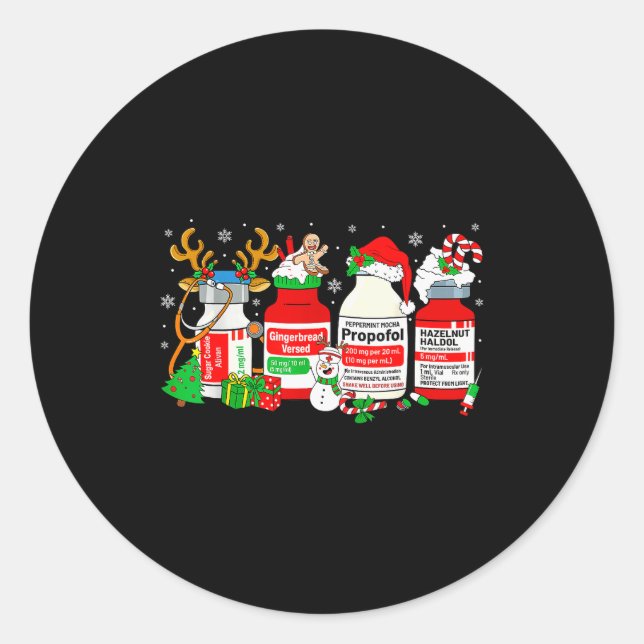 Christmas Nurse Peppermint Mocha Profol Er Ed Icu  Classic Round Sticker (Front)