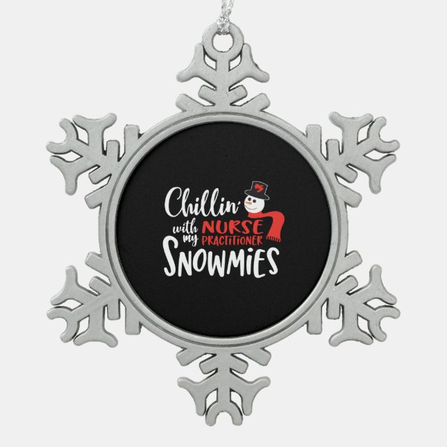 Christmas nurse practitioner, nurse np snowflake pewter christmas ornament (Front)
