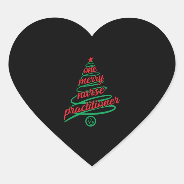 Christmas nurse practitioner, one merry heart sticker (Front)