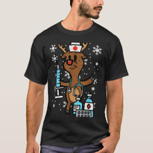 Christmas Nurse Reindeer Funny Xmas Nursing Scrub  T-Shirt