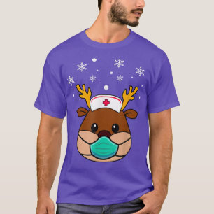Christmas Nurse Reindeer Nurse Scrubs For Women M T-Shirt