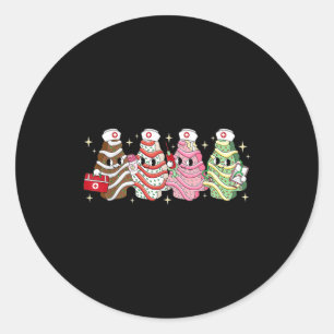 Christmas Nurse Tree Cake Emergency Christmas Rn E Classic Round Sticker