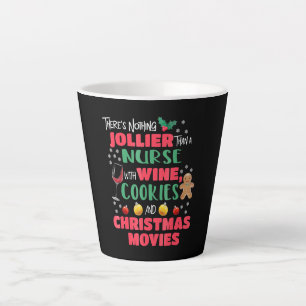 Christmas Nurse Wine Cookies Holiday Pyjamas Latte Mug