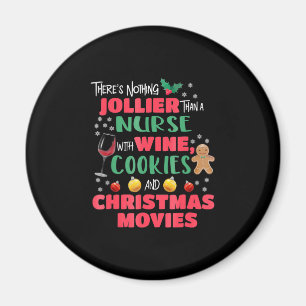 Christmas Nurse Wine Cookies Holiday Pyjamas Magnet