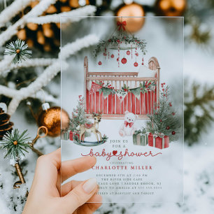 Christmas Nursery Acrylic Baby Shower Invite Acrylic Invitations