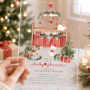 Christmas Nursery Acrylic Baby Shower Invite Invitations